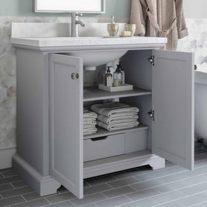 36" Portage Peak Vanity in Gray with White Quartz Top Renovate for Less Outlet