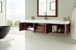 Bathroom Vanities Outlet Atlanta Renovate for LessMercer Island 72" Single Vanity, Coffee Oak w/ Glossy White Composite Top
