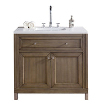 Load image into Gallery viewer, Chicago 36&quot; Single Vanity Whitewashed Walnut, w/ 3 CM Classic White Quartz Top James Martin