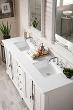 Load image into Gallery viewer, Providence 72&quot; Double Vanity Cabinet, Bright White, w/ 3 CM Classic White Quartz Top James Martin