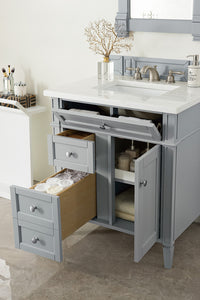 Brittany 30" Single Vanity, Urban Gray w/ 3 CM Arctic Fall Solid Surface Top James Martin Vanities