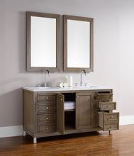 Load image into Gallery viewer, Bathroom Vanities Outlet Atlanta Renovate for LessChicago 60&quot; Double Vanity, Whitewashed Walnut w/ 3 CM White Zeus Quartz Top