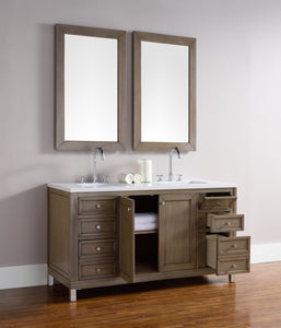 Bathroom Vanities Outlet Atlanta Renovate for LessChicago 60" Double Vanity, Whitewashed Walnut w/ 3 CM White Zeus Quartz Top