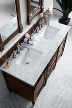 Load image into Gallery viewer, Bathroom Vanities Outlet Atlanta Renovate for LessBrittany 60&quot; Burnished Mahogany Double Vanity w/ 3 CM Carrara Marble Top
