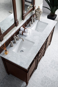 Bathroom Vanities Outlet Atlanta Renovate for LessBrittany 60" Burnished Mahogany Double Vanity w/ 3 CM Carrara Marble Top