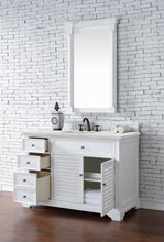 Load image into Gallery viewer, Bathroom Vanities Outlet Atlanta Renovate for LessSavannah 48&quot; Single Vanity Cabinet, Bright White, w/ 3 CM Eternal Jasmine Pearl Quartz Top
