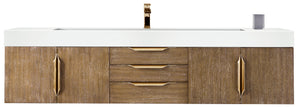 Mercer Island 72" Single Vanity, Latte Oak, Radiant Gold w/ Glossy White Composite Top James Martin Vanities