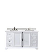 Load image into Gallery viewer, Providence 60&quot; Bright White Double Vanity w/ 3 CM Arctic Fall Solid Surface Top James Martin