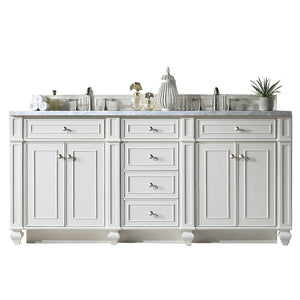 Bristol 72" Double Vanity, Bright White, w/ 3 CM Arctic Fall Solid Surface Top James Martin Vanities