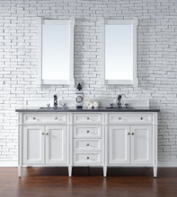 Load image into Gallery viewer, Brittany 72&quot; Bright White Double Vanity w/ 3 CM Charcoal Soapstone Quartz Top James Martin Vanities
