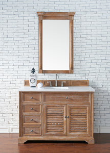Savannah 48" Single Vanity Cabinet, Driftwood, w/ 3 CM Classic White Quartz Top James Martin