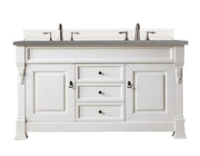 Load image into Gallery viewer, Brookfield 60&quot; Double Vanity, Bright White w/ 3 CM Grey Expo Quartz Top James Martin Vanities