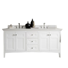 Load image into Gallery viewer, Palisades 72&quot; Double Vanity, Bright White, w/ 3 CM Classic White Quartz Top James Martin Vanities