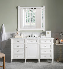 Load image into Gallery viewer, Brittany 60&quot; Bright White Single Vanity w/ 3 CM Carrara Marble Top James Martin Vanities