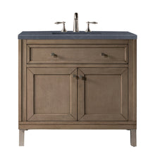 Load image into Gallery viewer, Chicago 36&quot; Single Vanity, Whitewashed Walnut w/ 3 CM Charcoal Soapstone Quartz Top James Martin Vanities