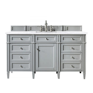 Brittany 60" Urban Gray Single Vanity w/ 3 CM Arctic Fall Solid Surface Top James Martin Vanities