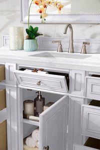 Bathroom Vanities Outlet Atlanta Renovate for LessBristol 60" Single Vanity, Bright White, w/ 3 CM Arctic Fall Solid Surface Top
