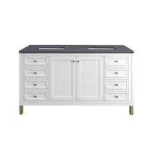 Load image into Gallery viewer, Chicago 60&quot; Double Vanity, Glossy White w/ 3CM Charcoal Soapstone Top James Martin Vanities