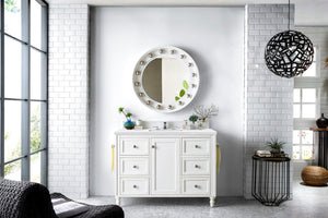 Copper Cove Encore 48" Single Vanity, Bright White w/ 3 CM Arctic Fall Solid Surface Top James Martin Vanities