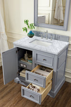Load image into Gallery viewer, Bathroom Vanities Outlet Atlanta Renovate for LessDe Soto 36&quot; Single Vanity, Silver Gray w/ 3 CM Carrara Marble Top
