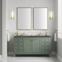 Load image into Gallery viewer, Bathroom Vanities Outlet Atlanta Renovate for LessChicago 60&quot; Double Vanity, Smokey Celadon w/ 3CM Charcoal Soapstone Top