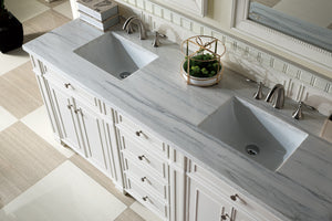 Bristol 72" Double Vanity, Bright White, w/ 3 CM Arctic Fall Solid Surface Top James Martin Vanities