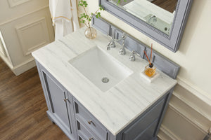 Bathroom Vanities Outlet Atlanta Renovate for LessDe Soto 36" Single Vanity, Silver Gray w/ 3 CM Arctic Fall Solid Surface Top