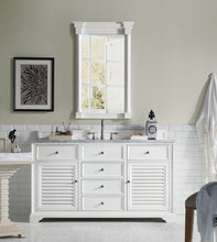 Load image into Gallery viewer, Savannah 60&quot; Bright White Single Vanity w/ 3 CM Carrara Marble Top James Martin Vanities