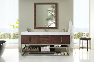 Columbia 72" Single Vanity, Coffee Oak w/ Glossy White Composite Top James Martin Vanities