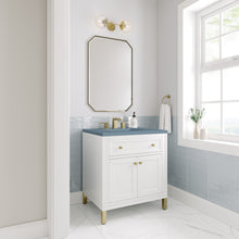 Load image into Gallery viewer, Chicago 30&quot; Single Vanity, Glossy White w/ 3CM Cala Blue Top James Martin Vanities