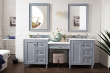 Load image into Gallery viewer, Copper Cove Encore 86&quot; Double Vanity Set, Silver Gray w/ Makeup Table, 3 CM Arctic Fall Solid Surface Top James Martin Vanities
