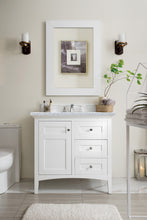 Load image into Gallery viewer, Palisades 36&quot; Single Vanity, Bright White w/ 3 CM Carrara Marble Top James Martin Vanities
