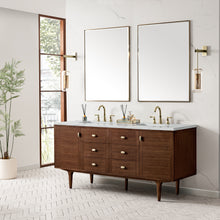 Load image into Gallery viewer, Bathroom Vanities Outlet Atlanta Renovate for LessAmberly 72&quot; Double Vanity, Mid-Century Walnut w/ 3CM Ethereal Noctis Top