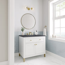 Load image into Gallery viewer, Chicago 36&quot; Single Vanity, Glossy White w/ 3CM Charcoal Soapstone Top James Martin Vanities