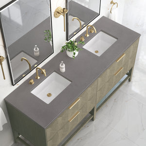 Bathroom Vanities Outlet Atlanta Renovate for LessEmmeline 72" Double Vanity, Pebble Oak w/ 3CM Grey Expo Top