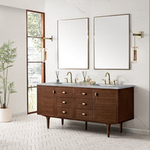Load image into Gallery viewer, Bathroom Vanities Outlet Atlanta Renovate for LessAmberly 72&quot; Double Vanity, Mid-Century Walnut w/ 3CM Arctic Fall Top