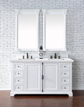 Load image into Gallery viewer, Providence 60&quot; Bright White Double Vanity w/ 3 CM Arctic Fall Solid Surface Top James Martin