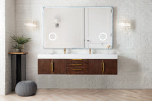 Load image into Gallery viewer, Mercer Island 72&quot; Double Vanity, Coffee Oak, Radiant Gold w/ Glossy White Composite Top James Martin Vanities