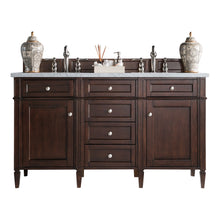 Load image into Gallery viewer, Brittany 60&quot; Burnished Mahogany Double Vanity w/ 3 CM Carrara Marble Top James Martin Vanities