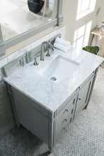 Load image into Gallery viewer, Brittany 36&quot; Urban Gray Single Vanity w/ 3 CM Carrara Marble Top James Martin Vanities