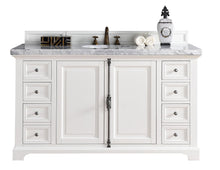 Load image into Gallery viewer, Providence 60&quot; Bright White Single Vanity w/ 3 CM Carrara Marble Top James Martin