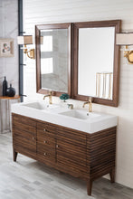 Load image into Gallery viewer, Linear 59&quot; Double Vanity, Mid Century Walnut w/ Glossy White Composite Top James Martin Vanities