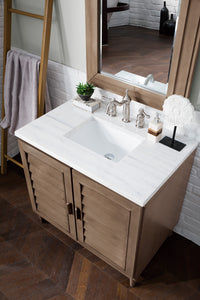 Bathroom Vanities Outlet Atlanta Renovate for LessPortland 36" Single Vanity Whitewashed Walnut w/ 3 CM Arctic Fall Solid Surface Top
