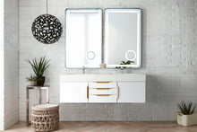 Load image into Gallery viewer, Mercer Island 59&quot; Double Vanity, Glossy White, Radiant Gold w/ Glossy White Composite Top James Martin Vanities