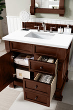 Load image into Gallery viewer, Brookfield 36&quot; Warm Cherry Single Vanity  w/ 3 CM Classic White Quartz Top James Martin