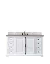 Load image into Gallery viewer, Providence 60&quot; Single Vanity Cabinet, Bright White, w/ 3 CM Grey Expo Quartz Top James Martin