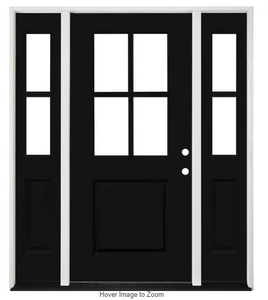 Steves & Sons Legacy Collection 64" x 80" Fiberglass Front Door, Black Steves & Sons