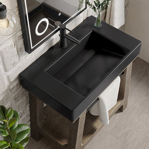 Bathroom Vanities Outlet Atlanta Renovate for LessAuburn 31.5" Sink Console, Weathered Timber w/ Black Matte Mineral Composite Top