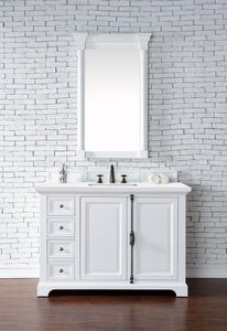 Providence 48" Bright White Single Vanity w/ 3 CM Arctic Fall Solid Surface Top James Martin Vanities