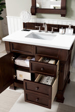 Load image into Gallery viewer, Brookfield 36&quot; Burnished Mahogany Single Vanity  w/ 3 CM Classic White Quartz Top James Martin